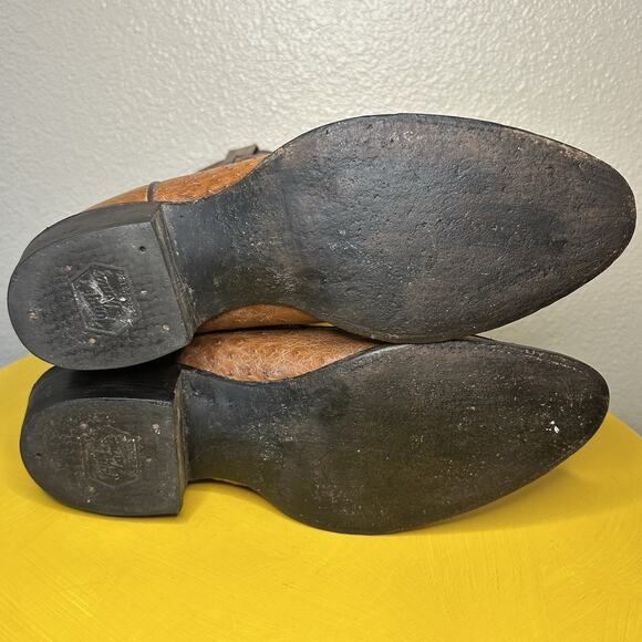 Tony Lama CZ906 Brittle Ostrich Quill Cowboy Western Mens Boots Size 10 D - Picture 12 of 16